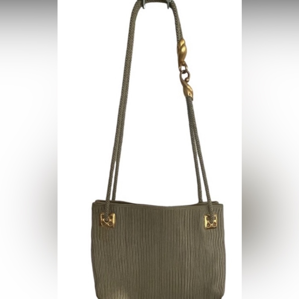 DeVecchi Vintage large chartreuse green woven bag.